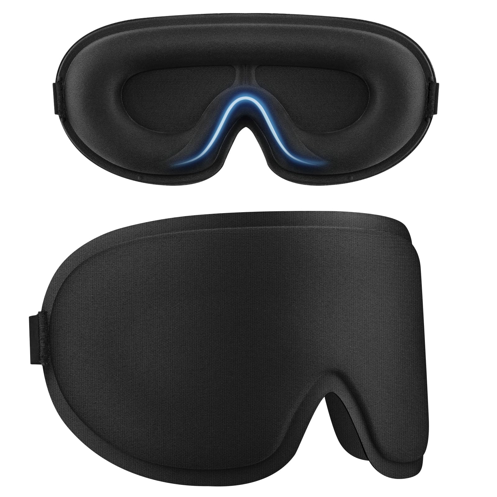 Wanme Antifaz para Dormir para Mujer y Hombre, Diseño Ergonomico 3D para Las Pestañas y Los Movimientos Oculares, Máscara para Dormir Transpirable y Bloqueadora de Luz (Negro)