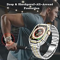 Vista 48 de MioHHR Correa de reloj de acero inoxidable con funda compatible con Apple Watch Ultra 3 2 1 (1.732 pulgadas), correa resistente con cubierta Negro