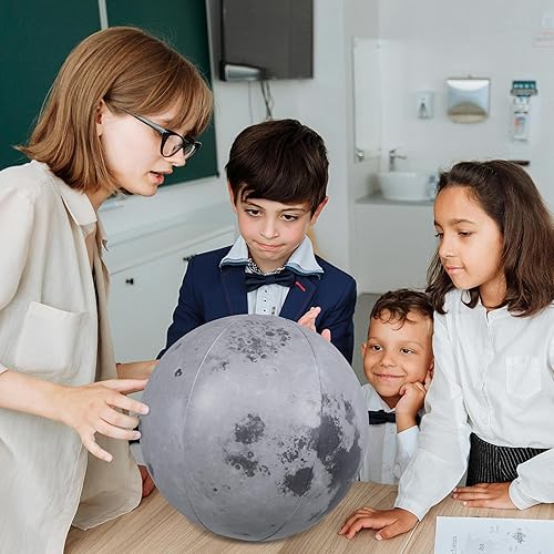 Miniatura 7 de Jet Creations Bola de luna inflable con temática espacial, 12 pulgadas después del satélite natural de la tierra inflada, juguete educativo, pelota