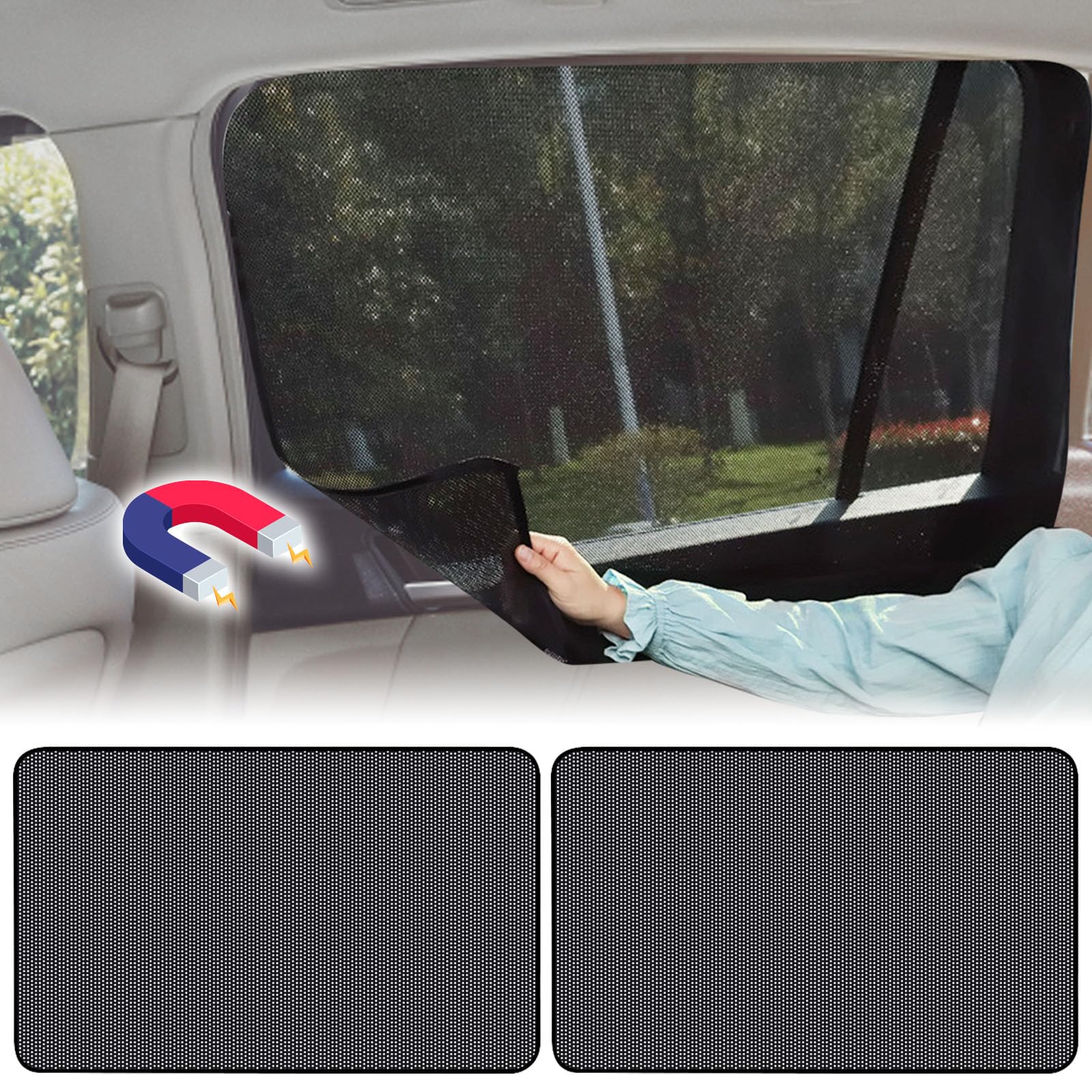 2pcs Parasol de Coche ‎CTDMJ Parasol Coche Infantil Lateral con Protección UV Ventana Coches Trasero Sombrilla Universal para Niños y Mascotas Magnética Parasol de Coche Apto para la Mayoría De Coches