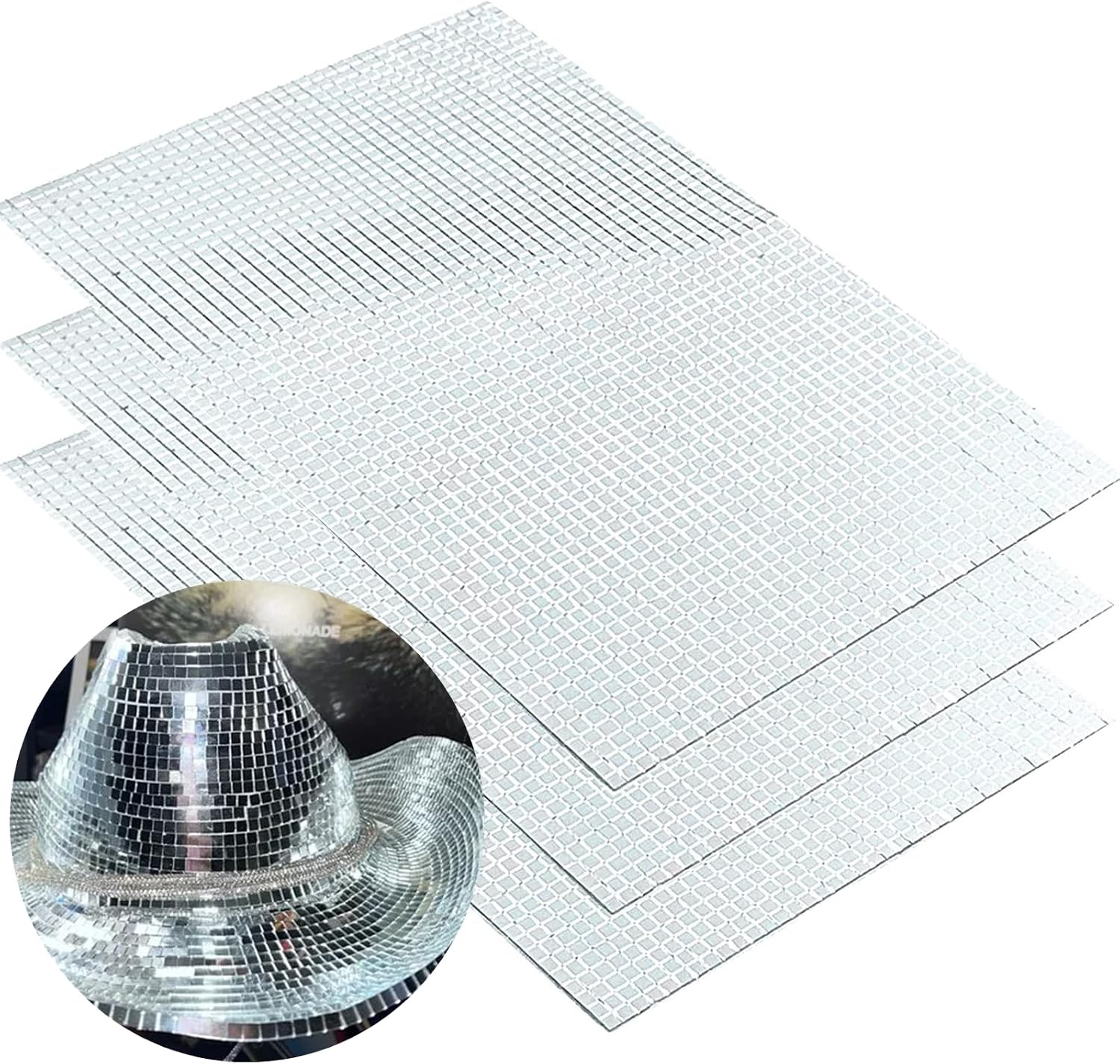 REDODECO Real Glass Silver Mirrors Mosaic Tiles Sticker for Craft Square Glass Tiles Self Adhesive,5mm by 5mm (Silver, 10700PCS)