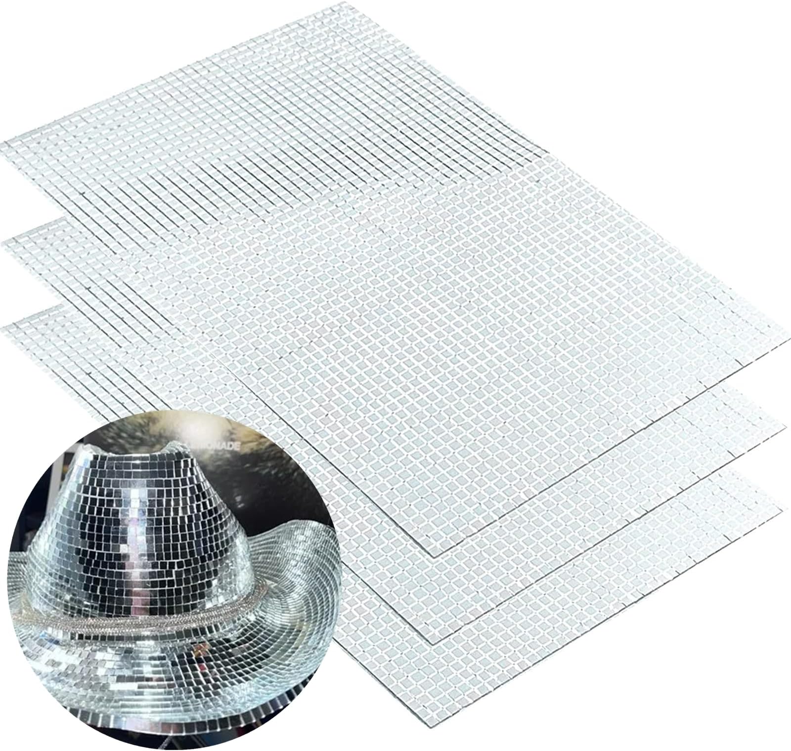 REDODECO Real Glass Silver Mirrors Mosaic Tiles Sticker for Craft Square Glass Tiles Self Adhesive,5mm by 5mm (Silver, 10700PCS)