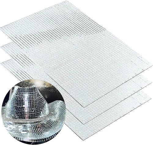 REDODECO Adhesivos de Mosaico de Espejos de Cristal Real en Plata para Manualidades, Azulejos de Cristal Cuadrados Autoadhesivos, 5mm por 5mm