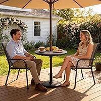 Vista 2 de Sundale Outdoor Mesa de sombrilla ajustable, bandeja de mesa redonda portátil con agujero para paraguas, para playa, patio, jardín, piscina, 20