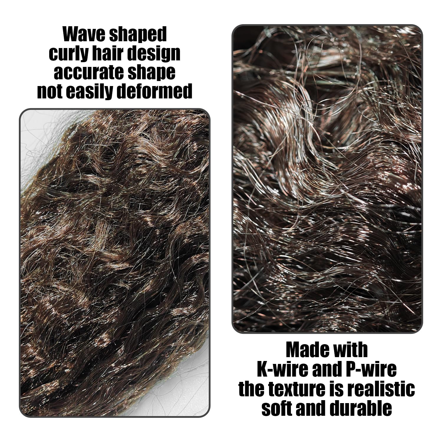 LSYYSL 1 Piece Rocker Curls And 6 Pieces Fake Beard, Cosplay Props, Retro Wigs, Party Wigs, Fun Wigs, Dark Brown - Image 3