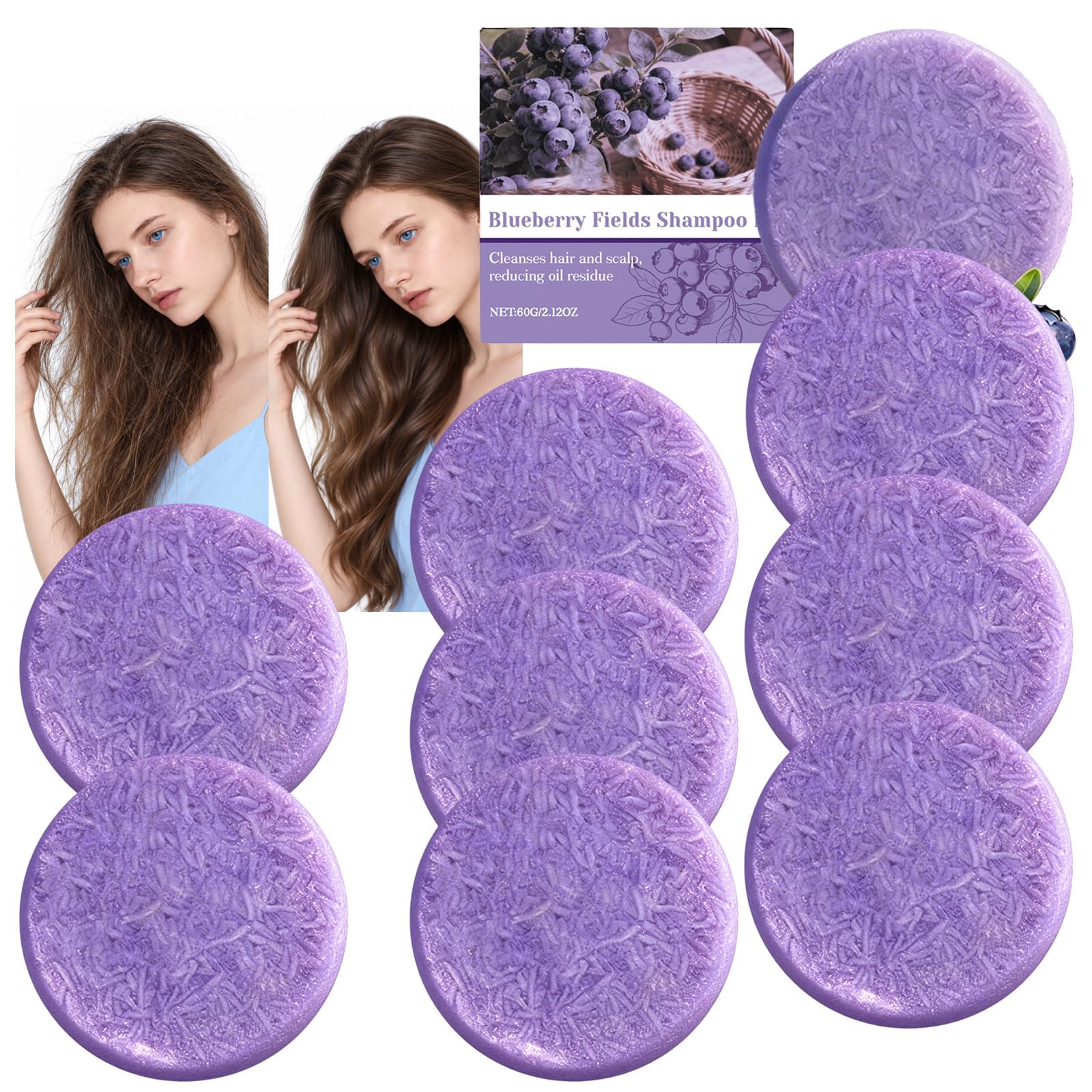 Shampoo Bar per la pulizia dei capelli e del cuoio capelluto, Torta idratante a trecce solide, Tablet con serrature morbide gestibili, Sapone shampoo per la cura dell'umidità, Lavaggio solido (9PCS)