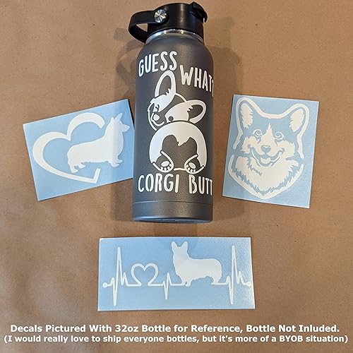Miniatura 2 de Paquete de 4 calcomanías de Corgi Guess What Corgi Butt, corazón de Corgi galés de Pembroke, latido del corazón de Corgi, calcomanías faciales