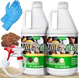 Mulch Glue - 1 Gallon Mulch Adhesive Pea Gravel Binder for Landscaping, Garden - Concentrate Landscape Rock Glue Mulch Stabilizer, Last up to 2 Years, Gravel Glue & Lock for Bonding Bark, Sand