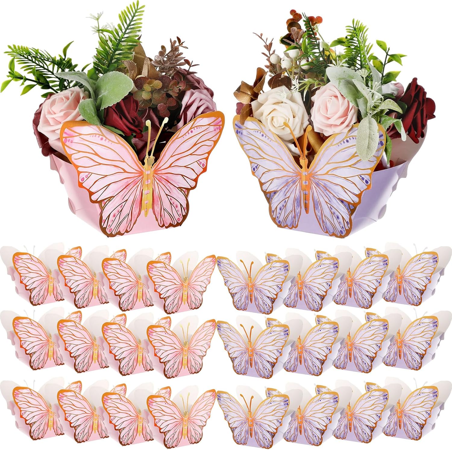 Tenceur 24 Pcs Butterfly Centerpieces for Tables Baby Shower Bridal Shower Centerpieces Butterfly Table Decorations for Wedding Birthday Themed Party Decor(Pink)