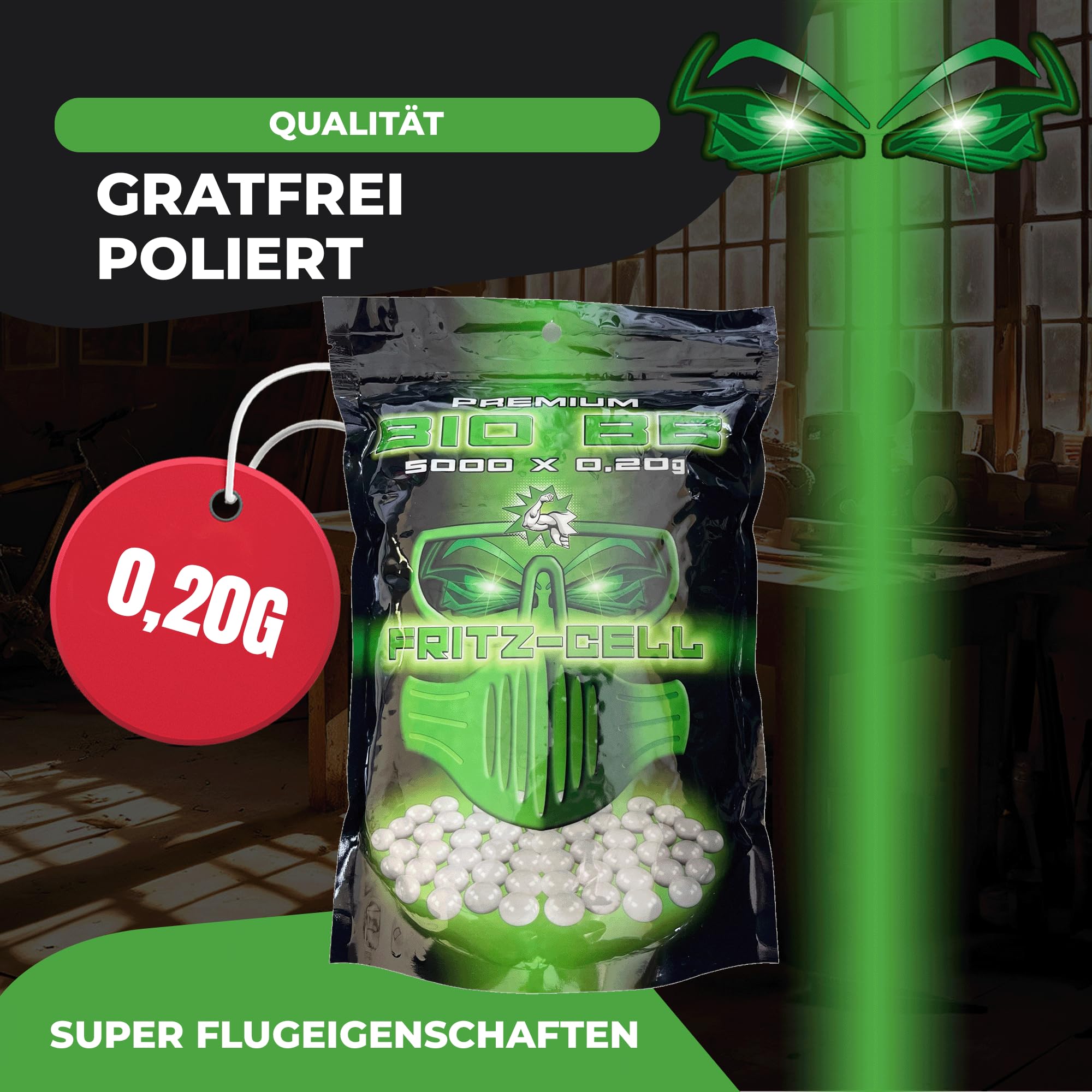 2 x Airsoft Softair Kugeln Fritz-Cell Premium Bio BBS 6 mm 0,20g Beutel 5000 Stück biologisch abbaubar