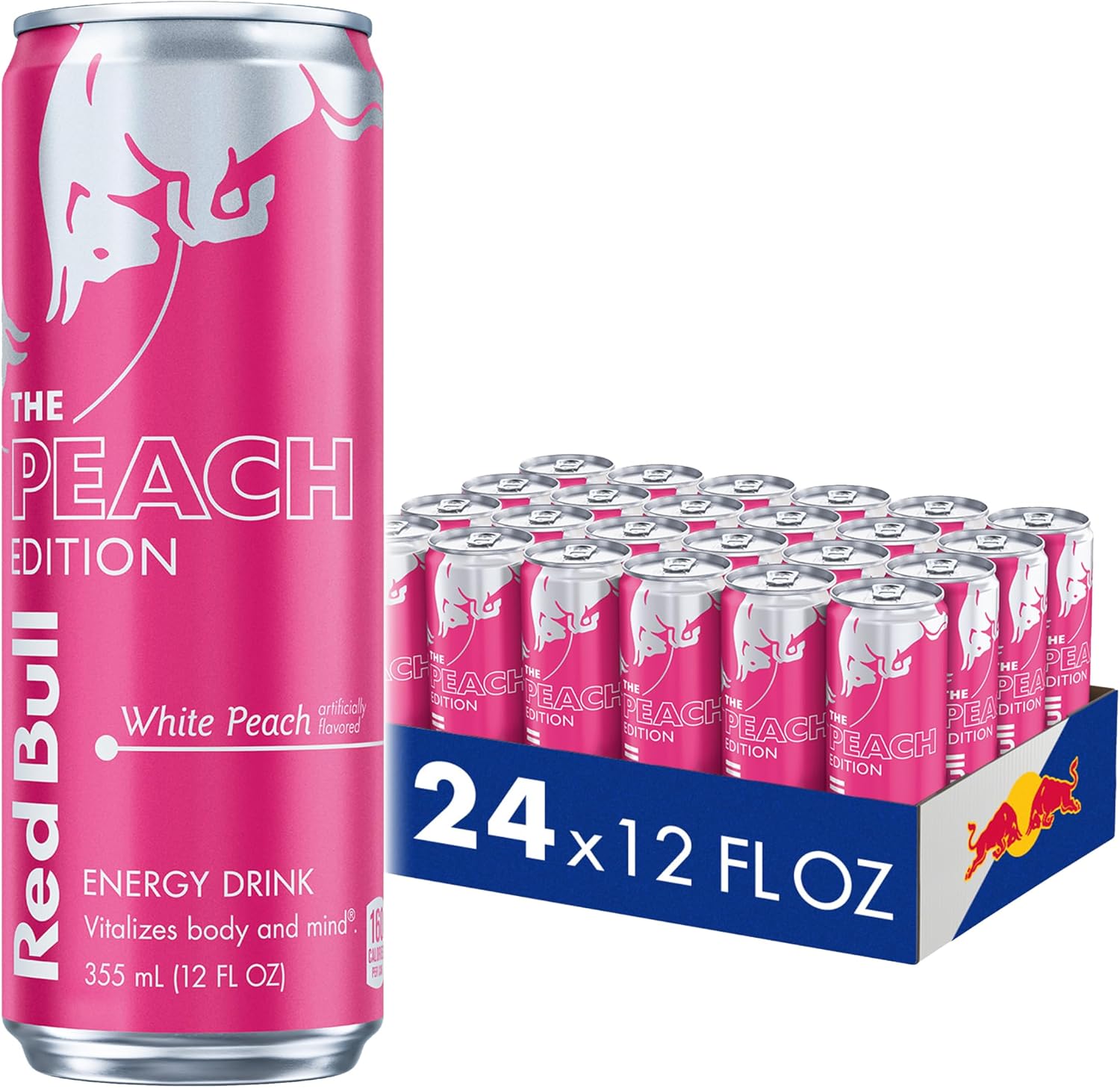 Red Bull Peach Edition Energy Drink, White Peach, 12 fl. oz., 24 cans, with 114mg Caffeine, Taurine & B Vitamins