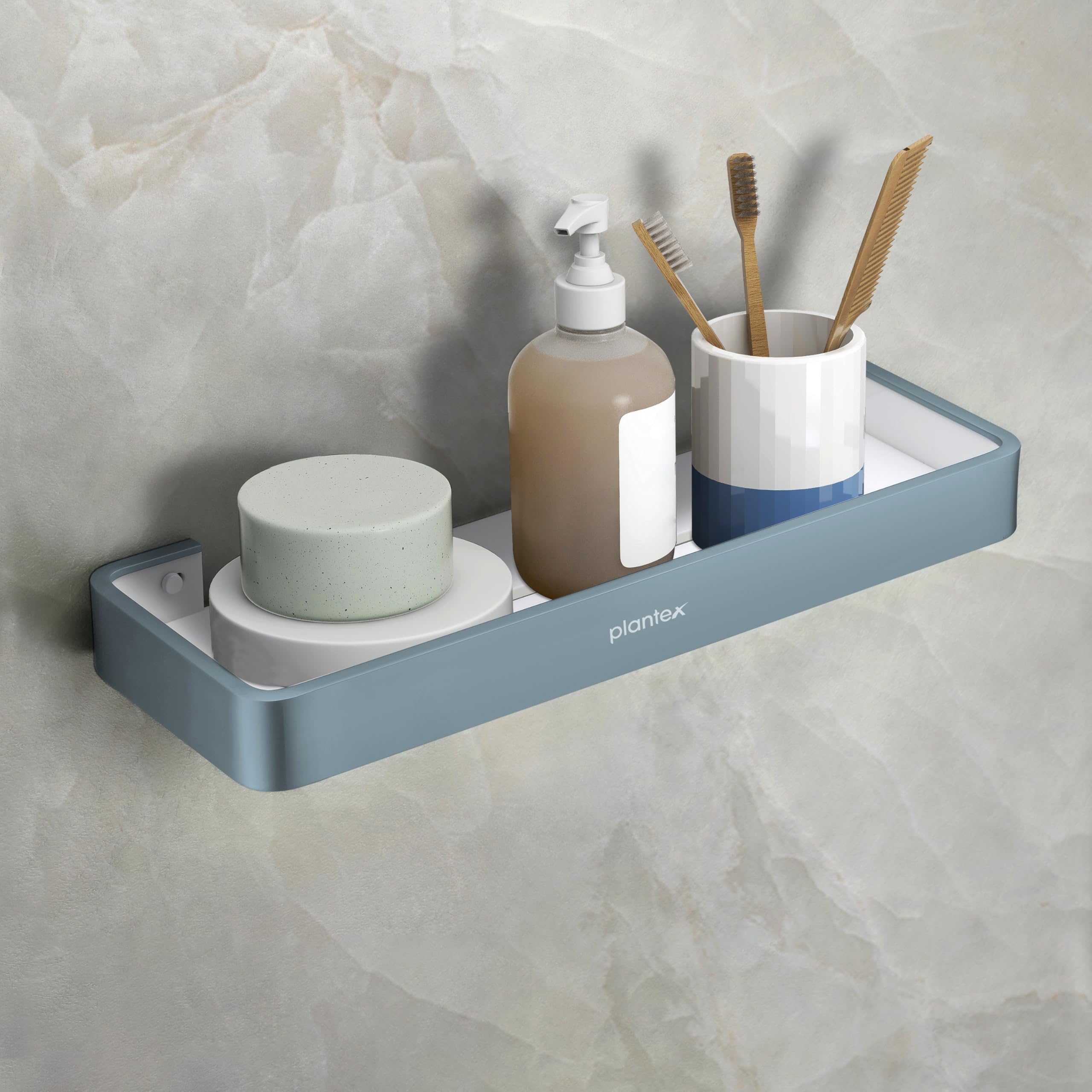 Plantex Shelf for Bathroom/Aluminium and Acrylic Multipurpose Shelf/15x5 inch Shelf for Home/Office/Hotel - Pack of 1 (Grey and Milky White)-image-33