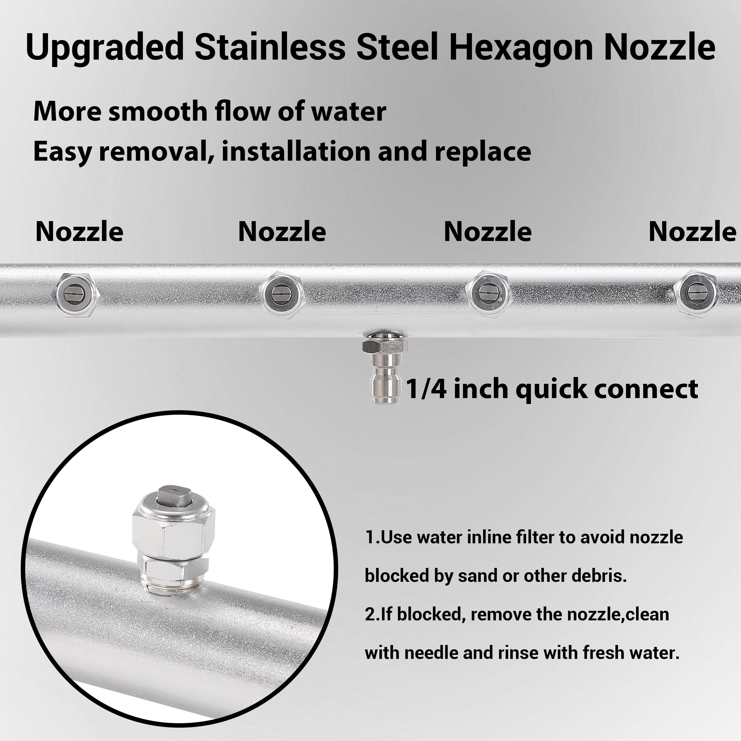 M MINGLE Limpiador de tren de rodaje de 16 pulgadas, compatible con Karcher K Series, K2, K3, K4, K5, K6, K7, accesorio de lavadora a presión debajo del coche, ajuste de conexión rápida de 1/4