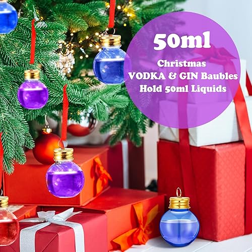 Miniatura 4 de Patelai Bolas de bebida de Navidad, adorno de vidrio de chupito, adornos de plástico rellenables para botella de agua de Navidad transparente,