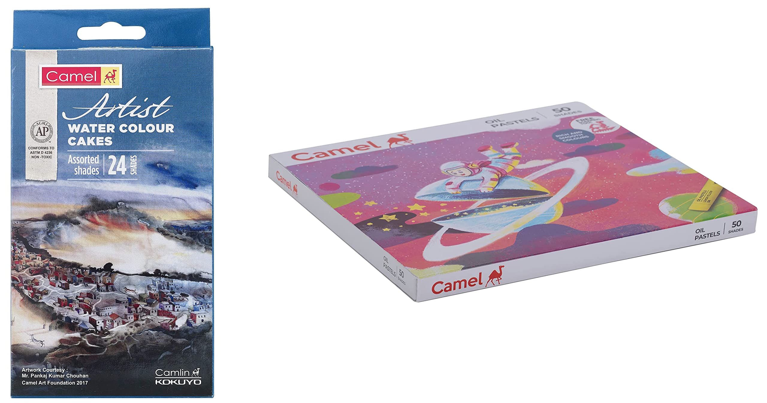 Camel Artist Water Colour Cake Set - Pack of 24 (Blue) & Camlin Kokuyo ...
