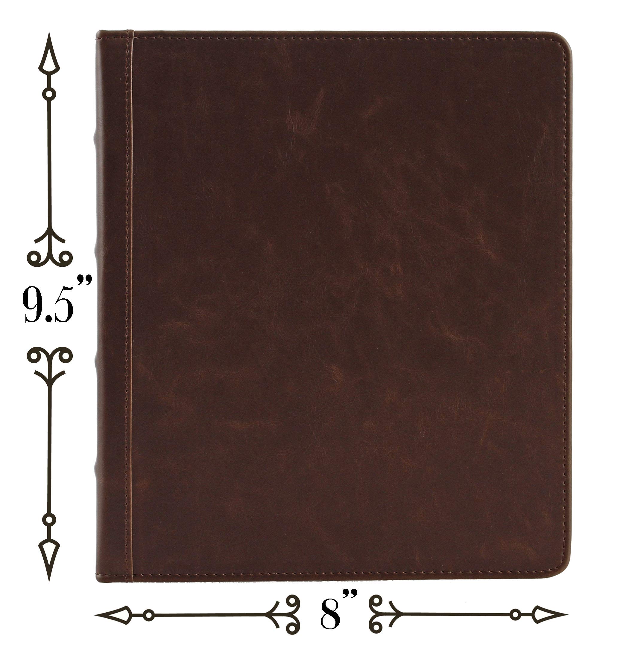 2Fold Supply Petit classeur de 3,8 cm à 3 anneaux de 24,1 x 20,3 cm en cuir synthétique vintage – Convient pour carnet de notes de 21,6 x 14 cm. Utilisation comme organisateur de papier, livre de
