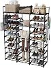 Kottwca 7 Tiers Shoe Rack Metal Shoe Organizer for Entryway Closet, 24-28 Pairs Stackable Shoe and Boots Shelf Storage Cabinet with Hooks and Side Hanging Pockets for Bedroom, Garage, Black