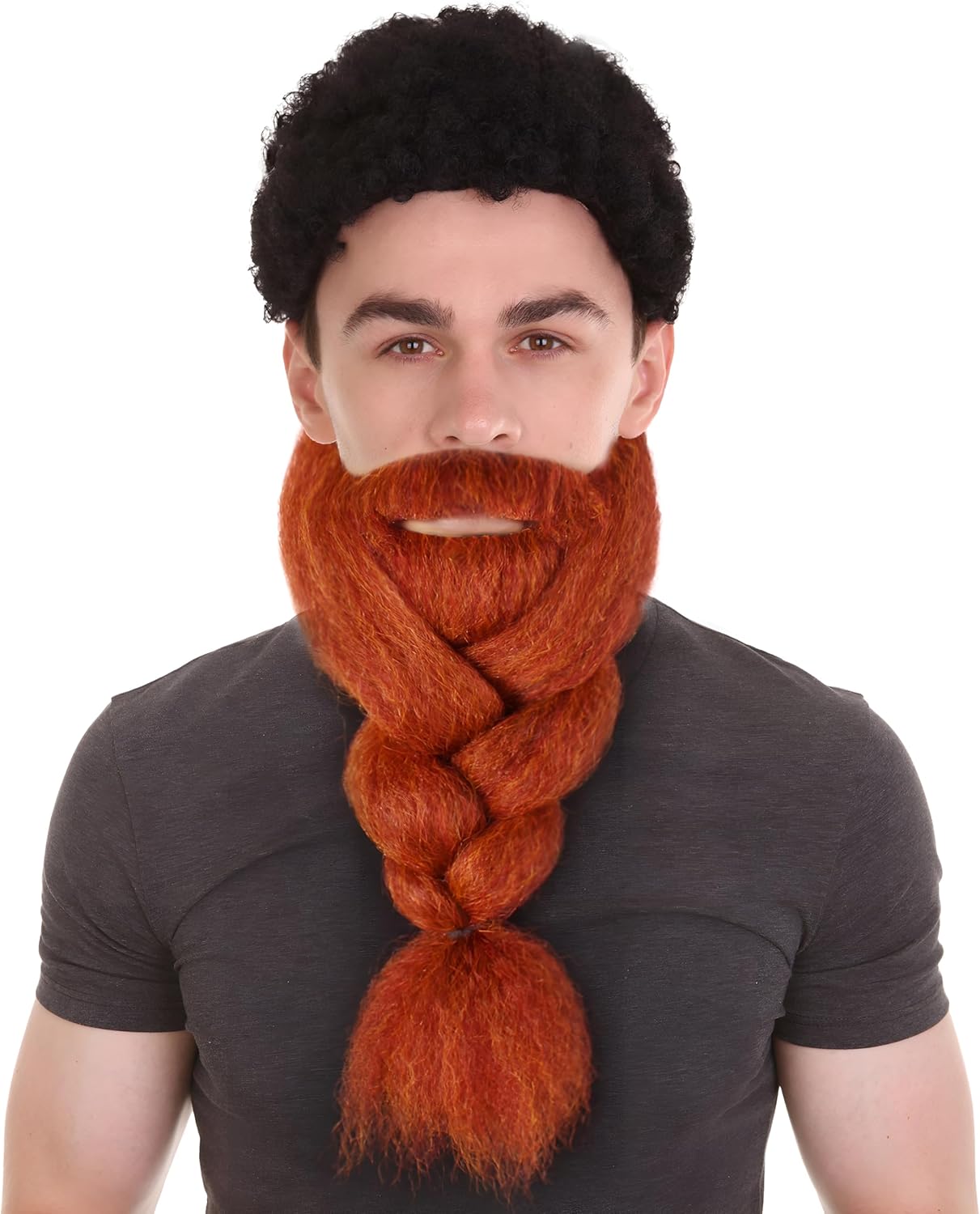 Men’s Giant Ginger Red Braided Beard and Mustache Set
