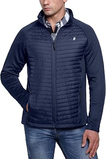 Little Donkey Andy Men's Insulated Thermal Hybrid Jacket | Fleece Lined, Lightweight Warm Quilted Puffer Down Outerwear, Full Zip, 4 Pockets, Elastic Cuffs, Golf Hiking Running Cycling