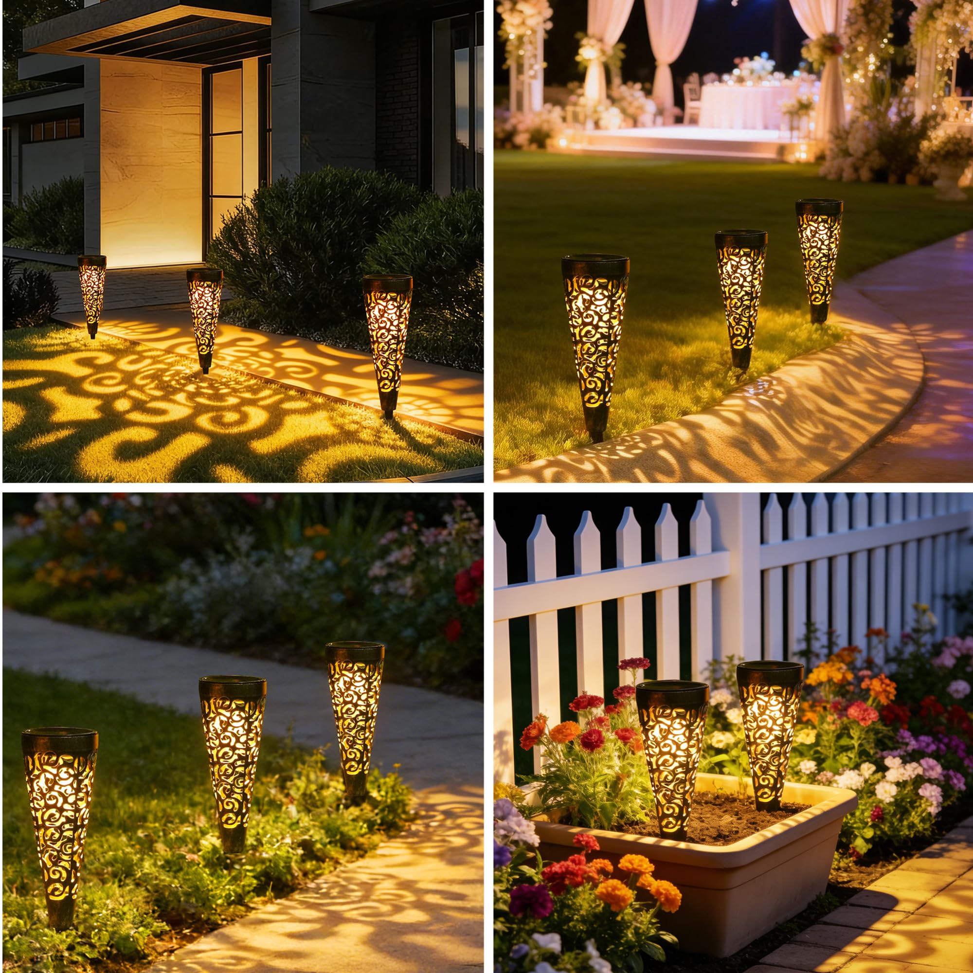Bonsery Solarlampen für Außen Gartenstecker 6 Stück，IP65 Wetterfest Solarleuchten für Außen Vintage, 15LM Warmweiß LED Gartenbeleuchtung Solar Wegeleuchten Outdoor Gartendeko für Draußen Weg Terrasse