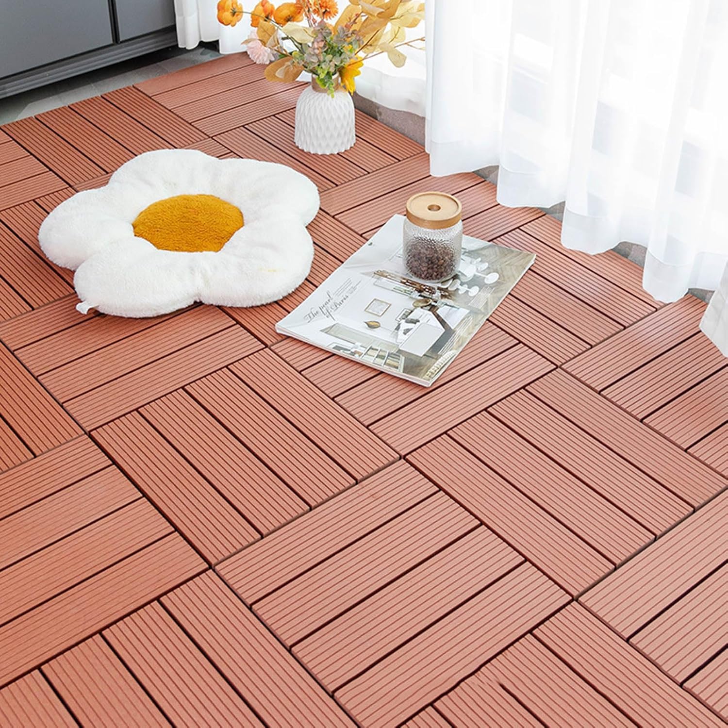 Płytki podłogowe na tarasie 12 x 12, wodoodporne kostki brukowe na patio, ganek, przy basenie, ścieżka podwórkowa, 20 szt