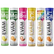 Effervescent Tablets Set 6 Varieties - Magnesium Mg + B Complex B12 C 1000 Multivitamin + Minerals CaMgD3 - for Muscles Nerves Energy & Immune System