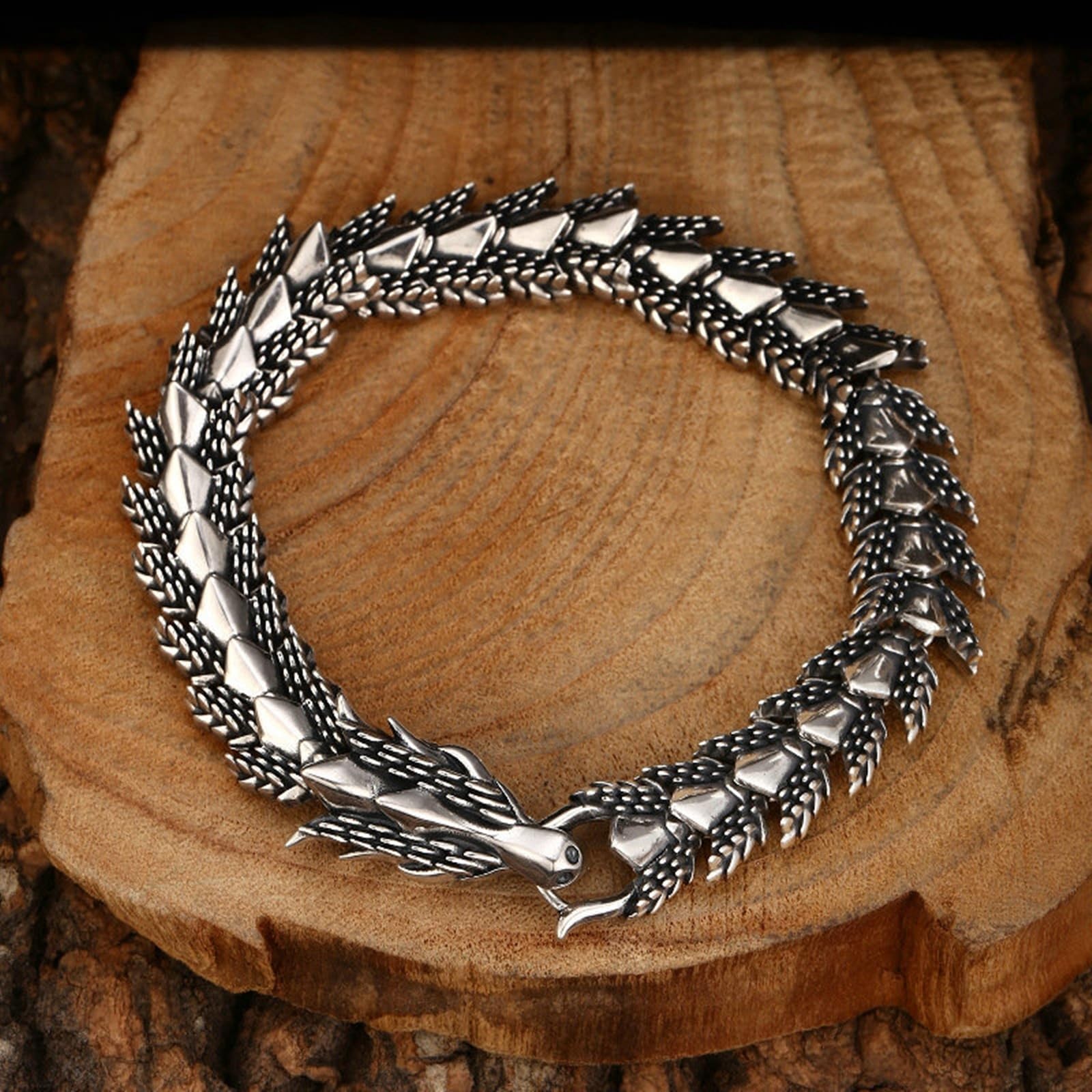 Herren Armbänder Echter 925er Silber Drachen Knochen Form