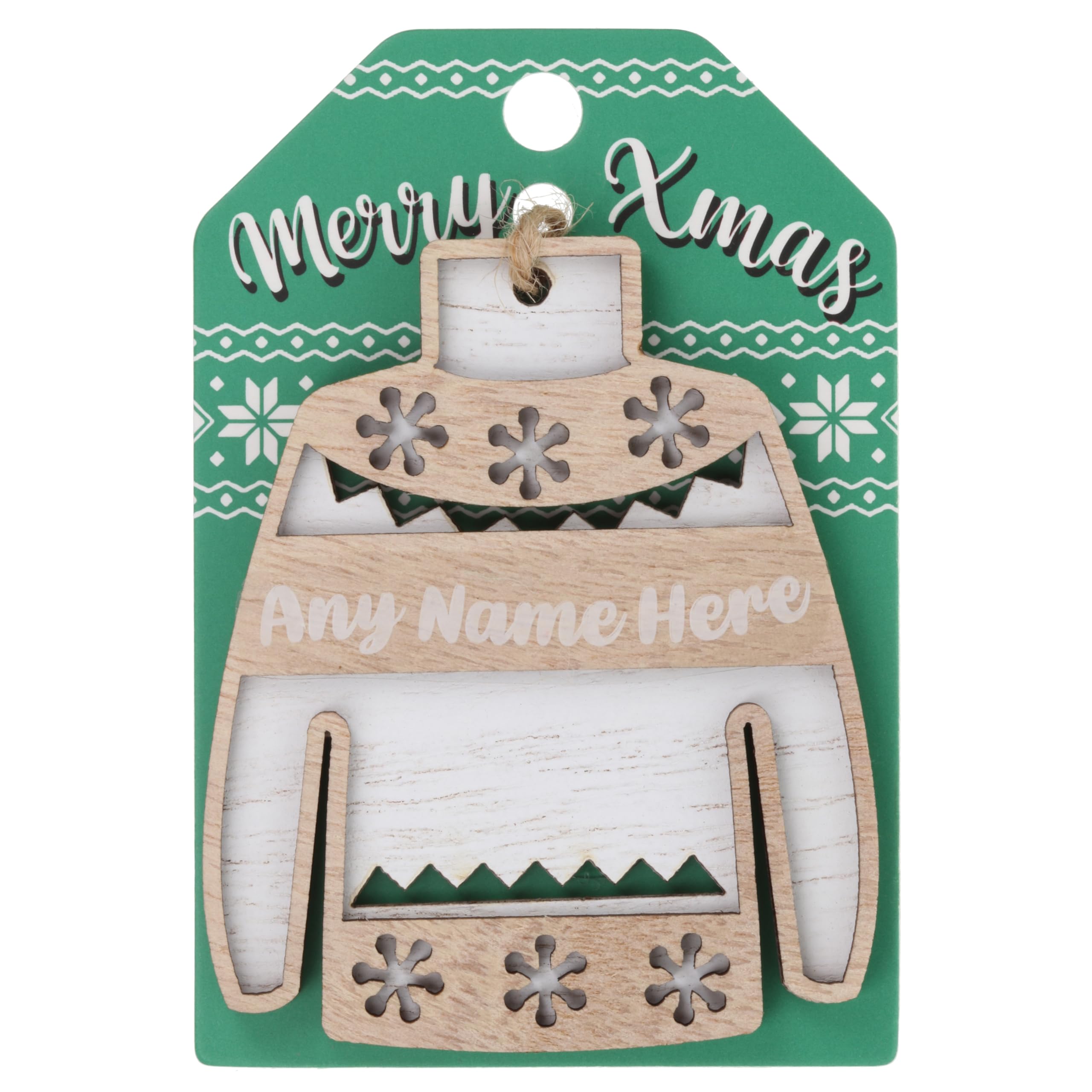 Make Your Own Christmas Jumper Wooden Tree Decoration Personalised Bauble Xmas White