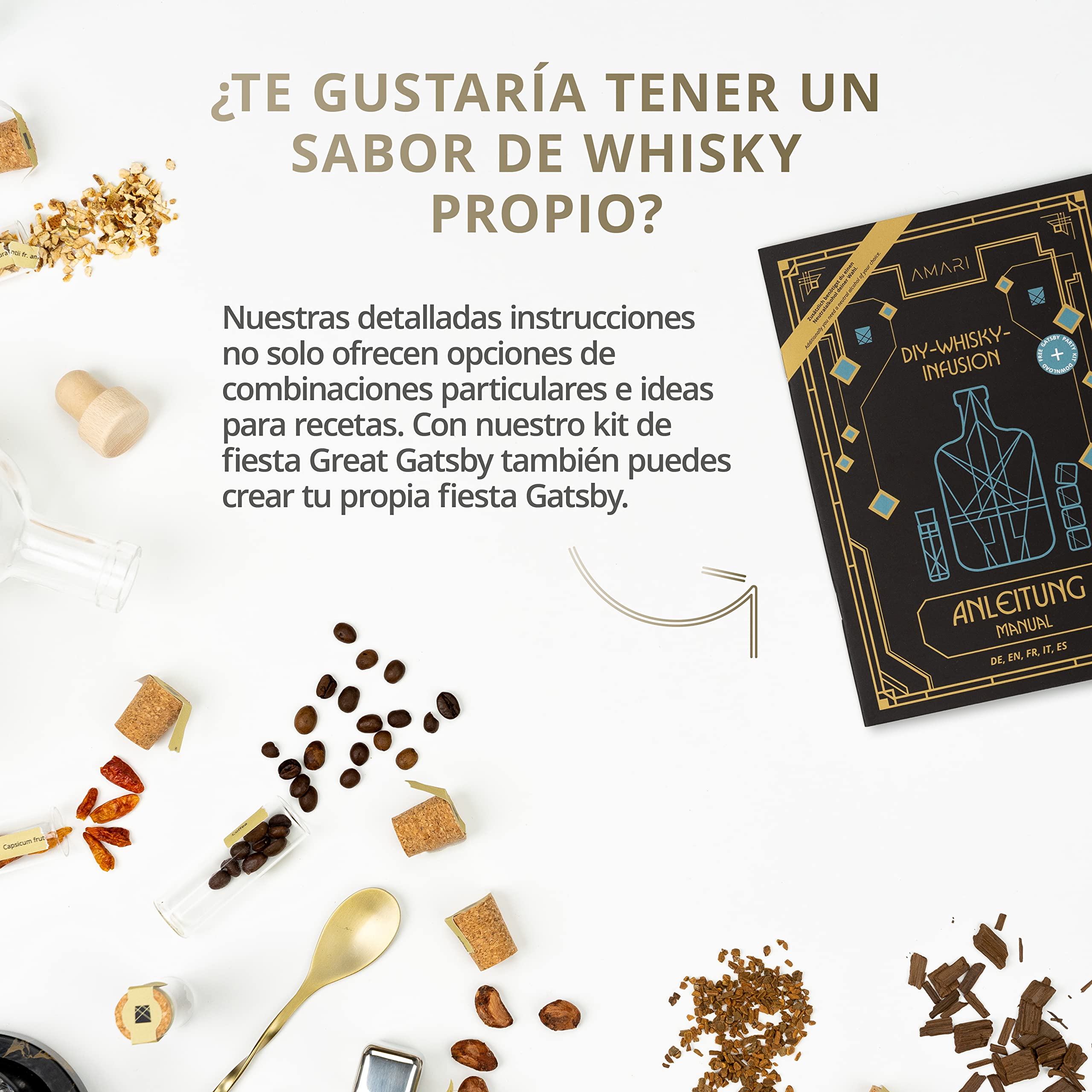 AMARI ® Whisky Set DIY, Caja Regalo Incl. Accesorios para Cata, Regalos Hombre y Mujer