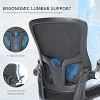 Vista 4 de Silla de oficina ergonómica, respaldo medio, de malla transpirable, silla giratoria para computadora con soporte lumbar ajustable, brazos abatibles