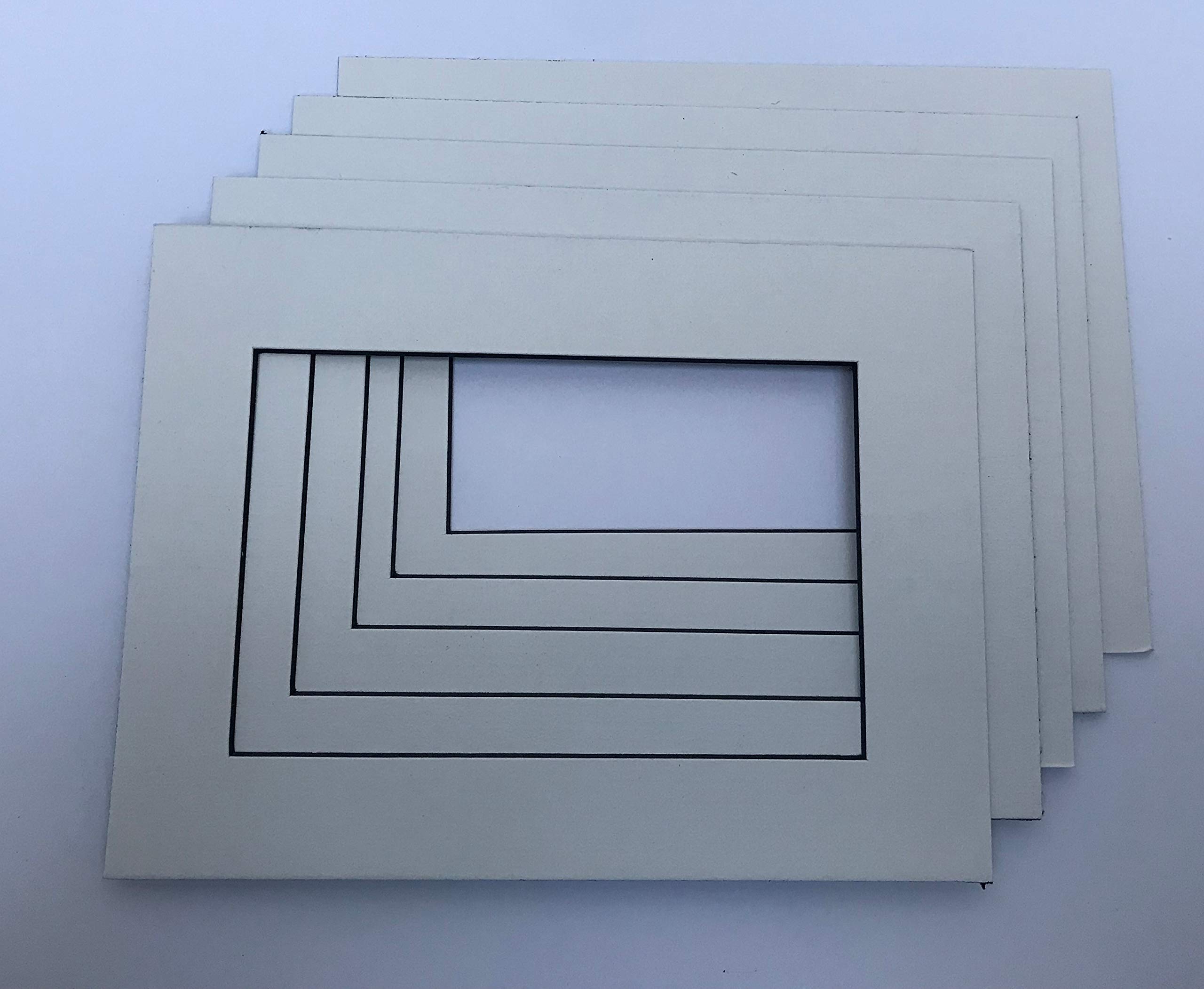 Pack of 5 Hayseed(Off White) Textured Blackcore Picture/Photo mounts (8" x 6" to fit 6" x 4" image)
