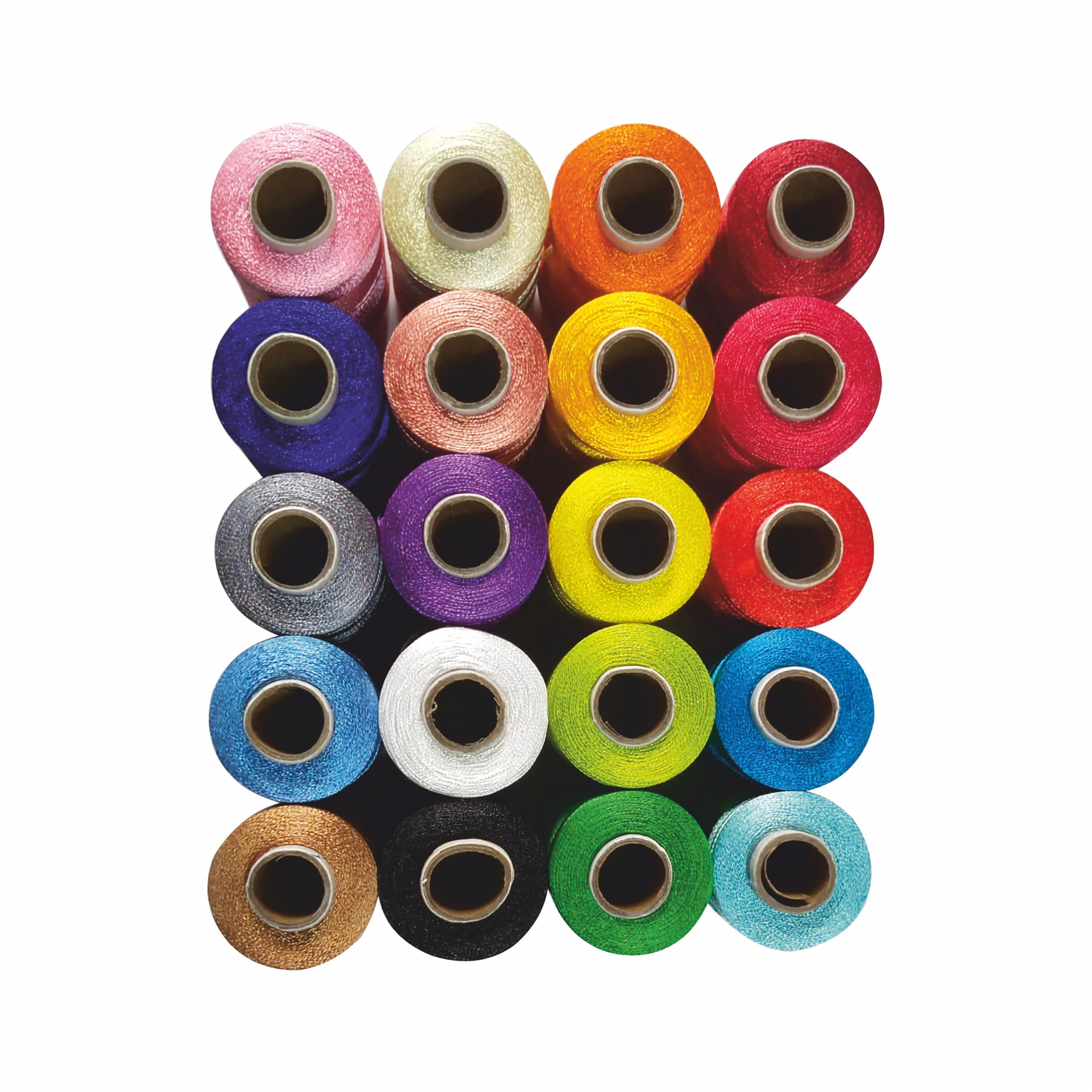 DoMick Polyester Silk Embroidery Threads, Barik (Thin) 0.20 MM, 900m Spool, for Embroidery Machines, Jewellery Making 20 Pcs (1, Basic Color)