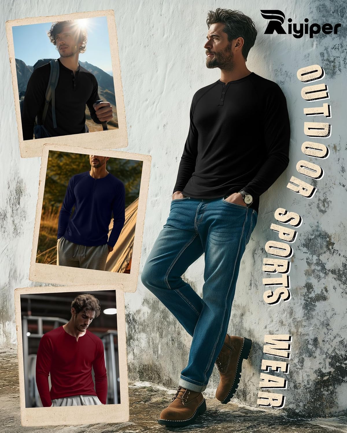 Riyiper 3 Pack Men's Big and Tall Henley Shirts Long Sleeve L-5XL Raglan Loose Casual Stretchy Tops Fall Basic Tee - Image 3