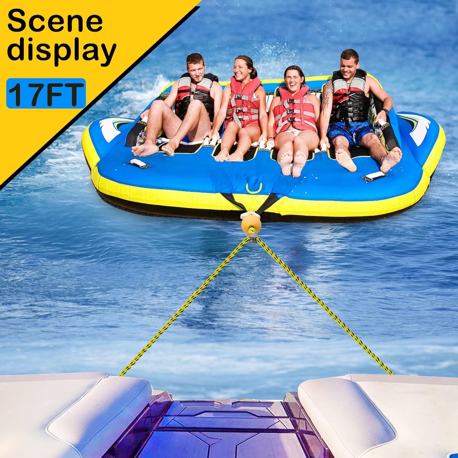 Arnés de remolque resistente para deportes acuáticos con anillos en D, barco, tubo, esquí acuático, wakeboard