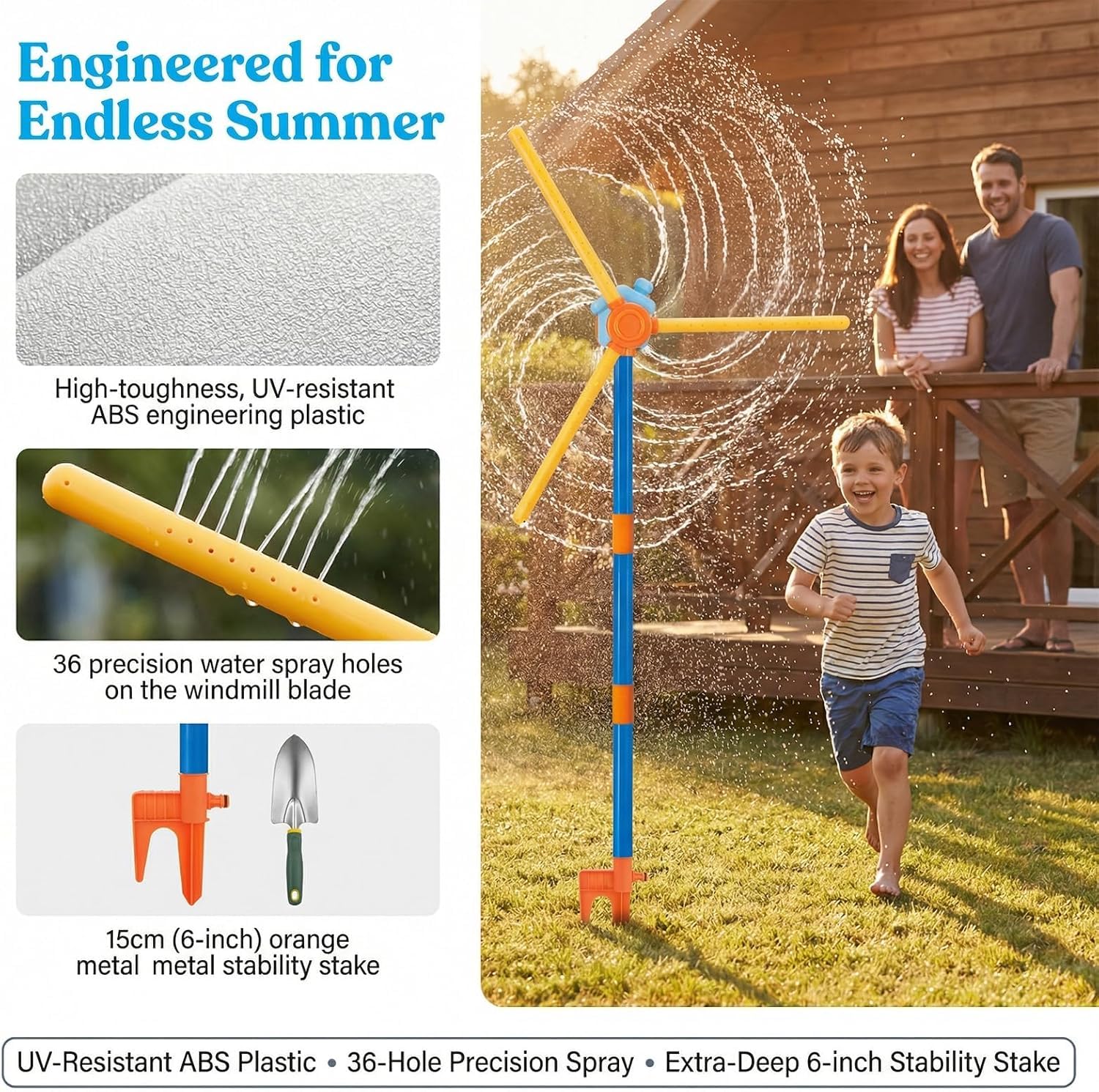 Upgraded Windmill Water Sprinkler for Kids, 360 Degree Spinning Splash Water Toys with 27 Nozzles, Outdoor Garden Toys for Boys, Girls and Dogs,Summer Backyard Lawn Play