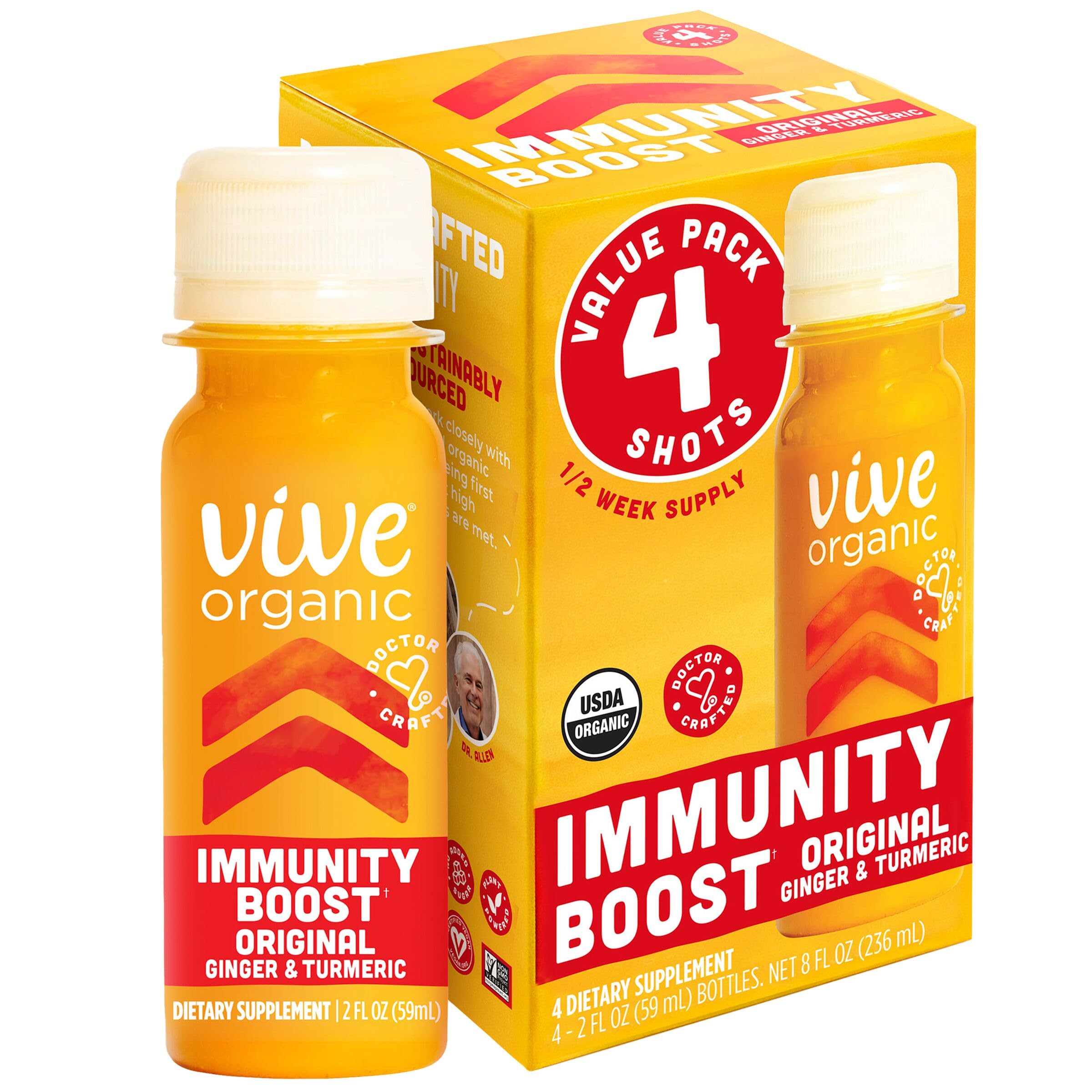 Vive Organic, Organic Original Immunity Boost Shot, 2 Fl Oz, 4 Count