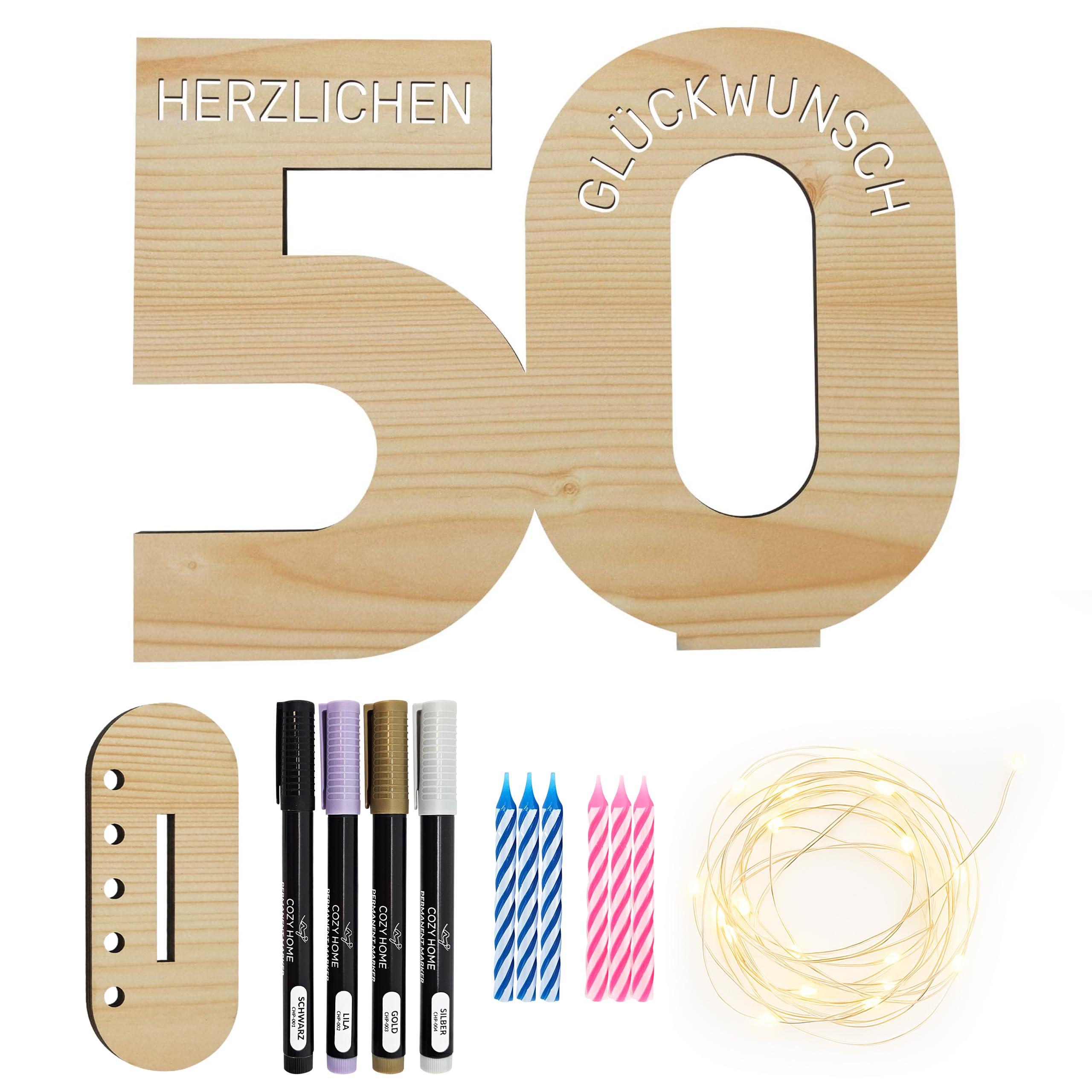 Décoration Anniversaire 50 Ans En Bois Avec Lumières LED - Cadeau Original Homme Ou Femme