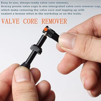 10 Pieces Presta Valve Core 10 Pieces Alloy Presta Valve Caps with Alloy Valve Core Remover Tool for Tubeless Road MTB Bike, Stan's, Vittoria, Continental, Kenda and More (Red Caps)