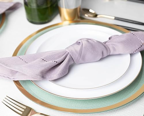 Miniatura 6 de PLASTICPRO 30 unidades de 8.6 pulgadas Platos de fiesta de plástico blanco con borde dorado Colección Premium pesado elegante vajilla desechable