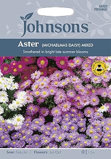 Johnsons Seeds - Pictorial Pack - Flower - Michaelmas Daisy Mixed - 200 Seeds