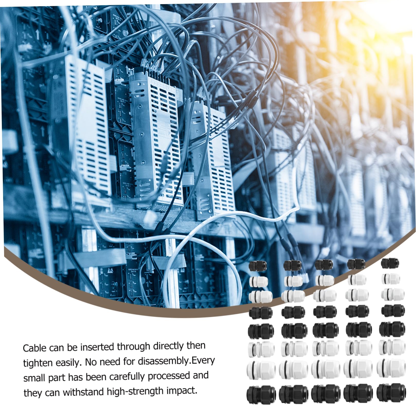 Prensaestopas Impermeables de Plástico 40 Piezas, Conector para Cables Eléctricos, Protege Cables y Juntas, Uso en Instalaciones