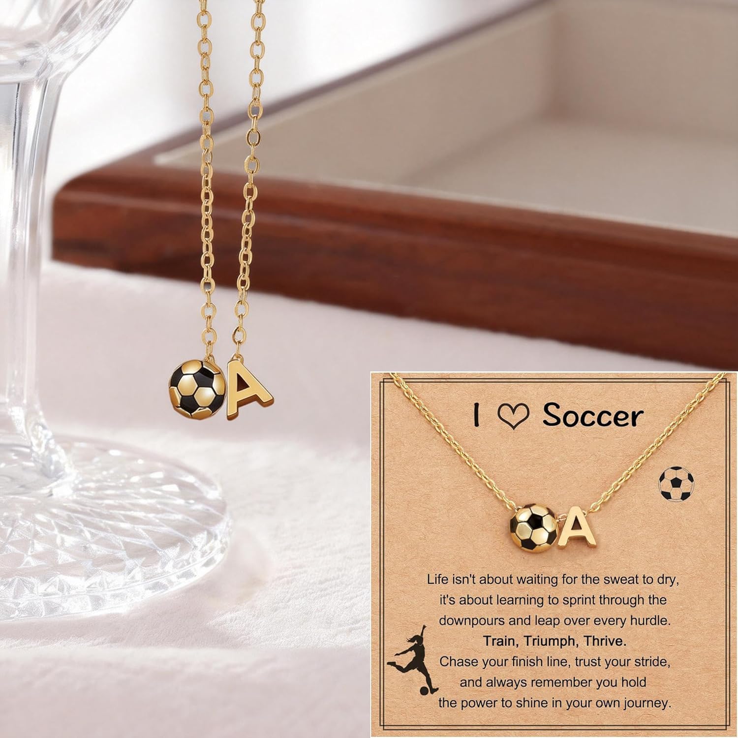 Roselover Soccer Initial Letter Necklace Volleyball Letter Pendant Necklace Golden Soccer Necklace Jewelry Christmas Birthday Fashion Jewelry Gift for Women Girlfriend Daughter - Image 4