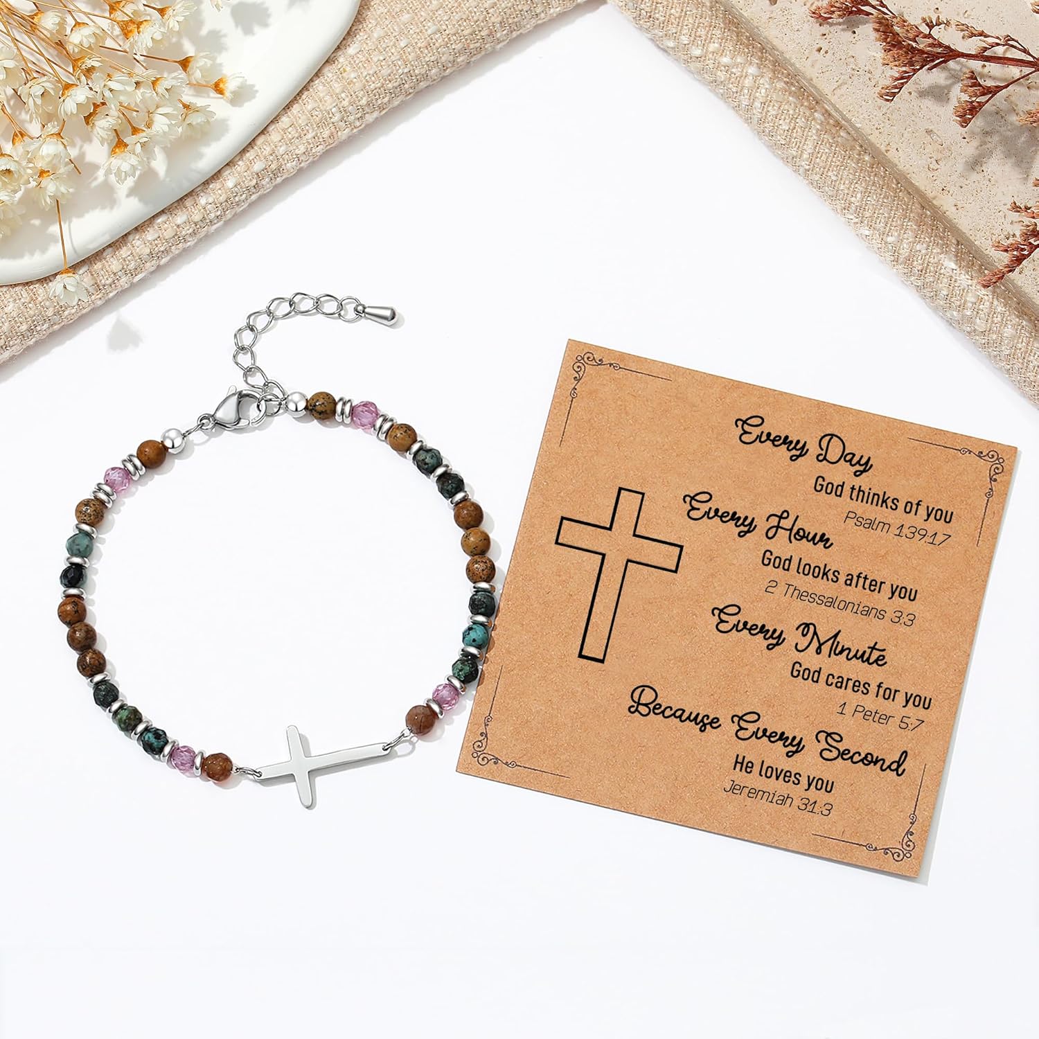 TONY & SANDY Valentines Day Gifts for Her, Christian Gifts for Women Cross Bracelet, Confirmation Baptism Easter Gift, Unique Gifts for Women Birthday Christmas - Image 6