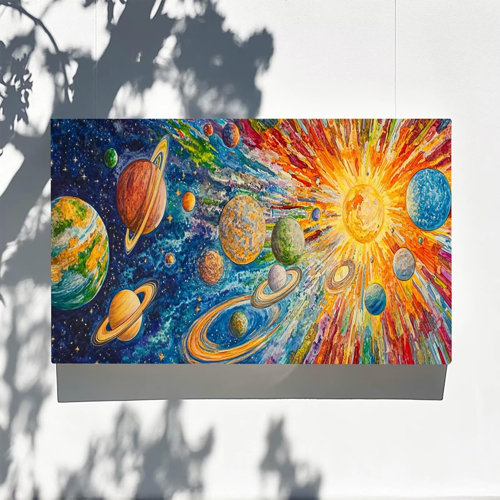 Pintar por Numeros Adultos Galaxia, Pintar por Numeros Niños Kit Manualidades Adultos Sistema solar Cuadros para Pintar por Numeros Pintura Acrílico, Cuadros Decoracion Salon Modernos 80X160cm 7w-W-8