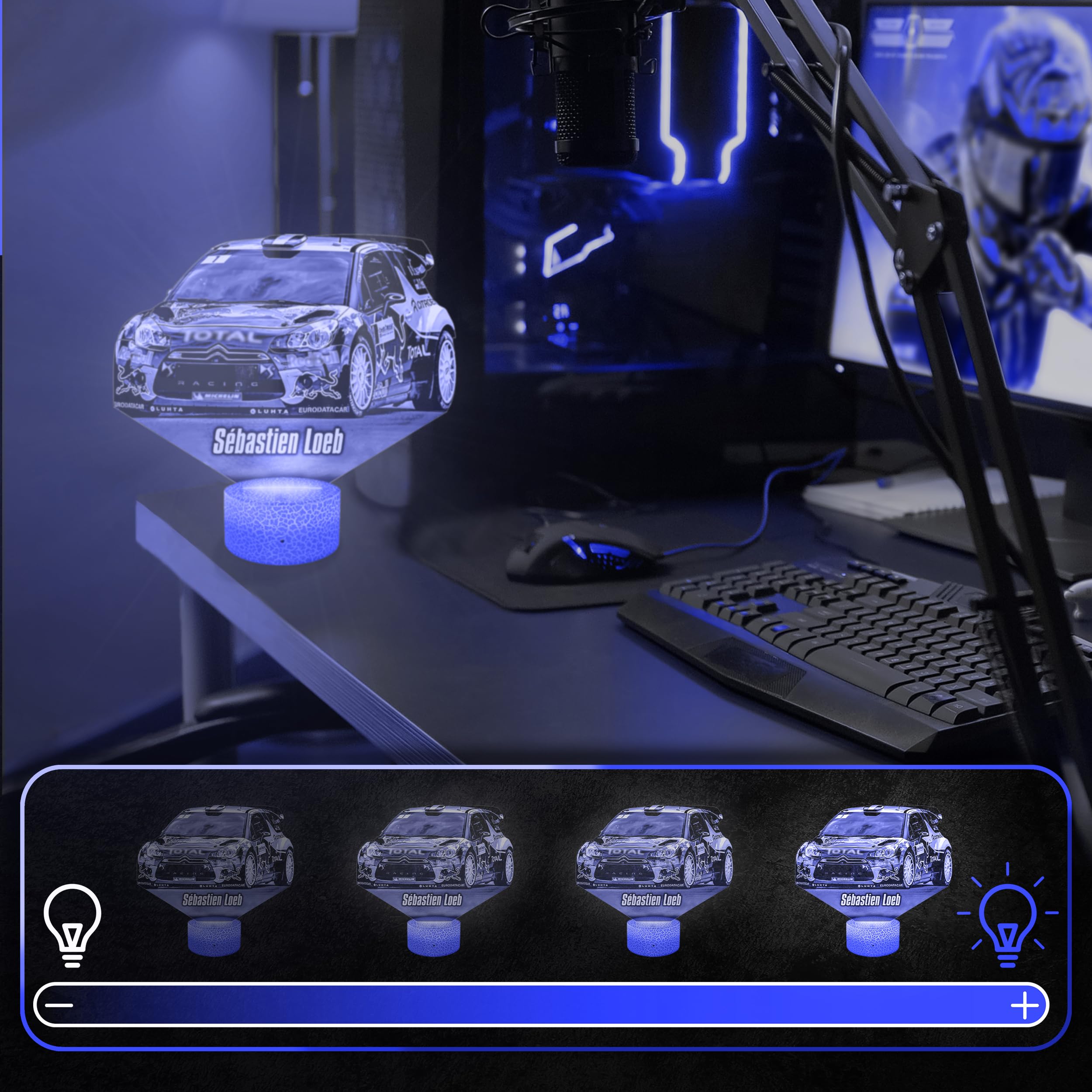 3D LED Nachttischlampe Rally WRC - Personalisierbare Nachtlampe Mit Touch-Funktion