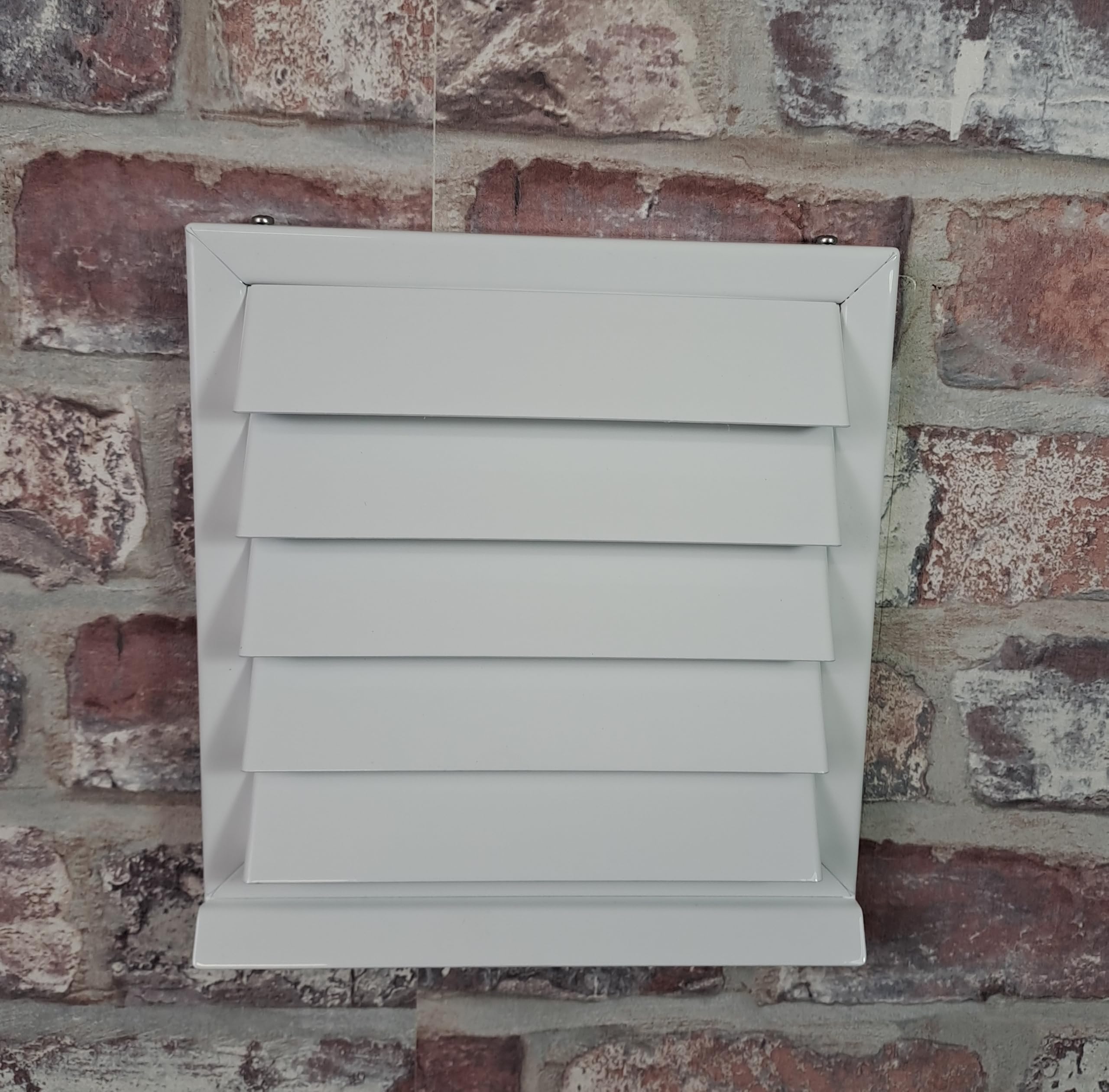 Ventilation-Nord Energiespar Edelstahl Mauerkasten Ø150 mit zwei Rückstauklappen | Wetterschutz, Tropfkante & Einfache Montage - Pulverbeschichtet weiß (mit Edelstahl Insektenschutzgitter)