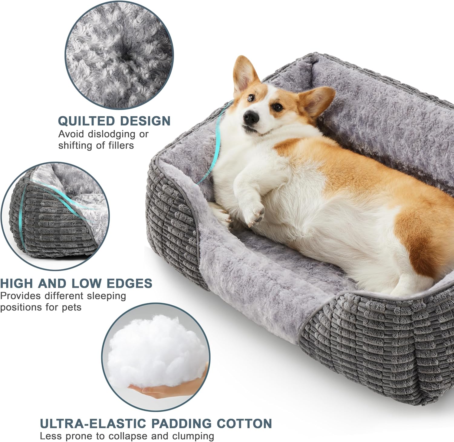 Heymamba Small Dog Bed Puppy Bed with Anti Bite Wheat Spike Design, Dog Cat Bed Small Pet Sofa with Breathable and Skin Friendly Rose Velvet, Suitable for Chihuahua/French Bulldog,49x48x16cm 3 81dkntR6H+L. AC SL1500