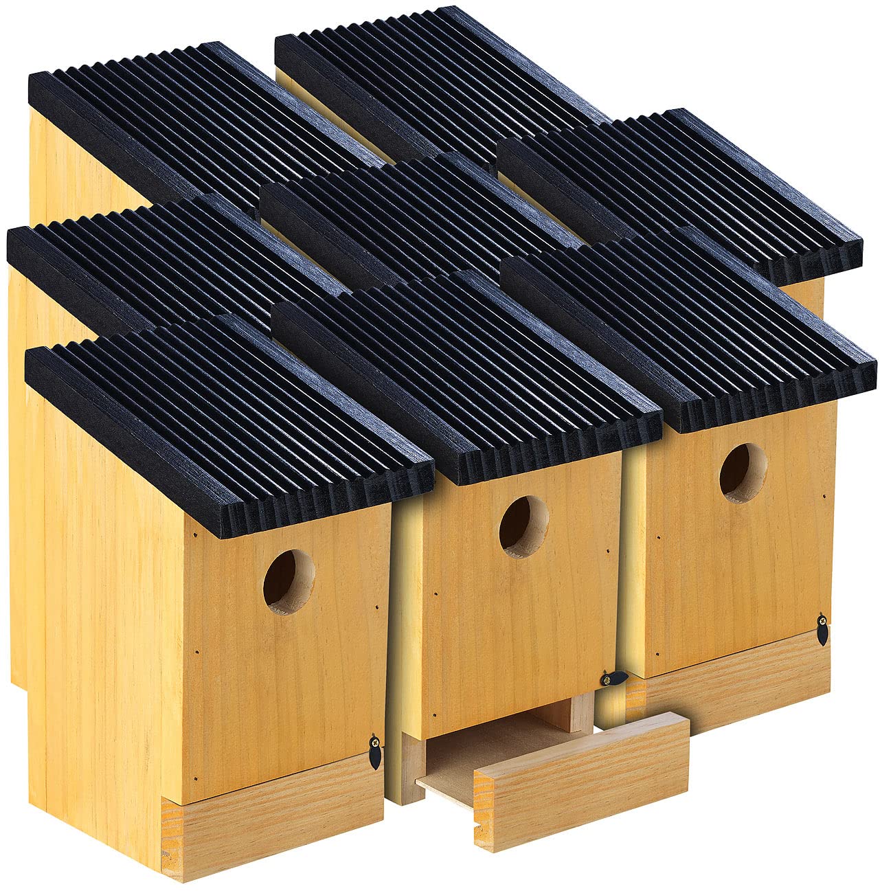 Royal Gardineer Vogelhaus Holz: 8er-Set Tannenholz-Nistkästen für Wildvögel, 22x14x12 cm, vormontiert (Nistkasten aus Holz, Vogel-Häuser)