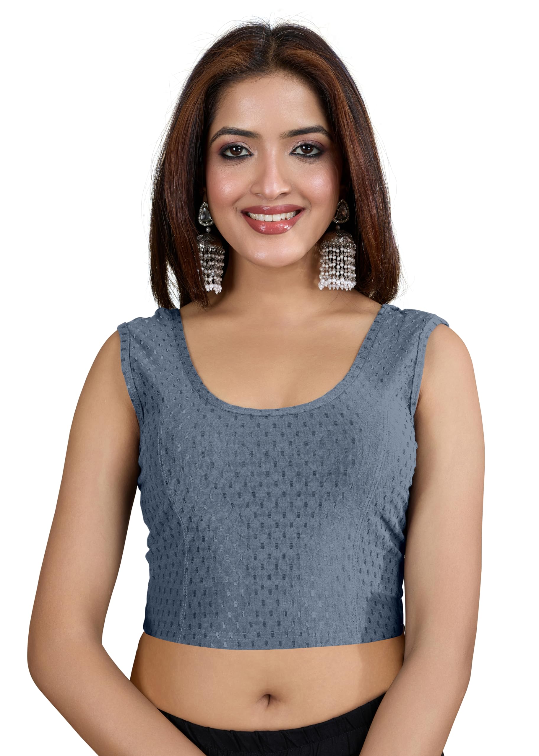 TRENDMALLS Damen Dobby reine Baumwolle Elastin dehnbar fertig konfektioniert stilvolle Saree-Bluse bereit zum Tragen