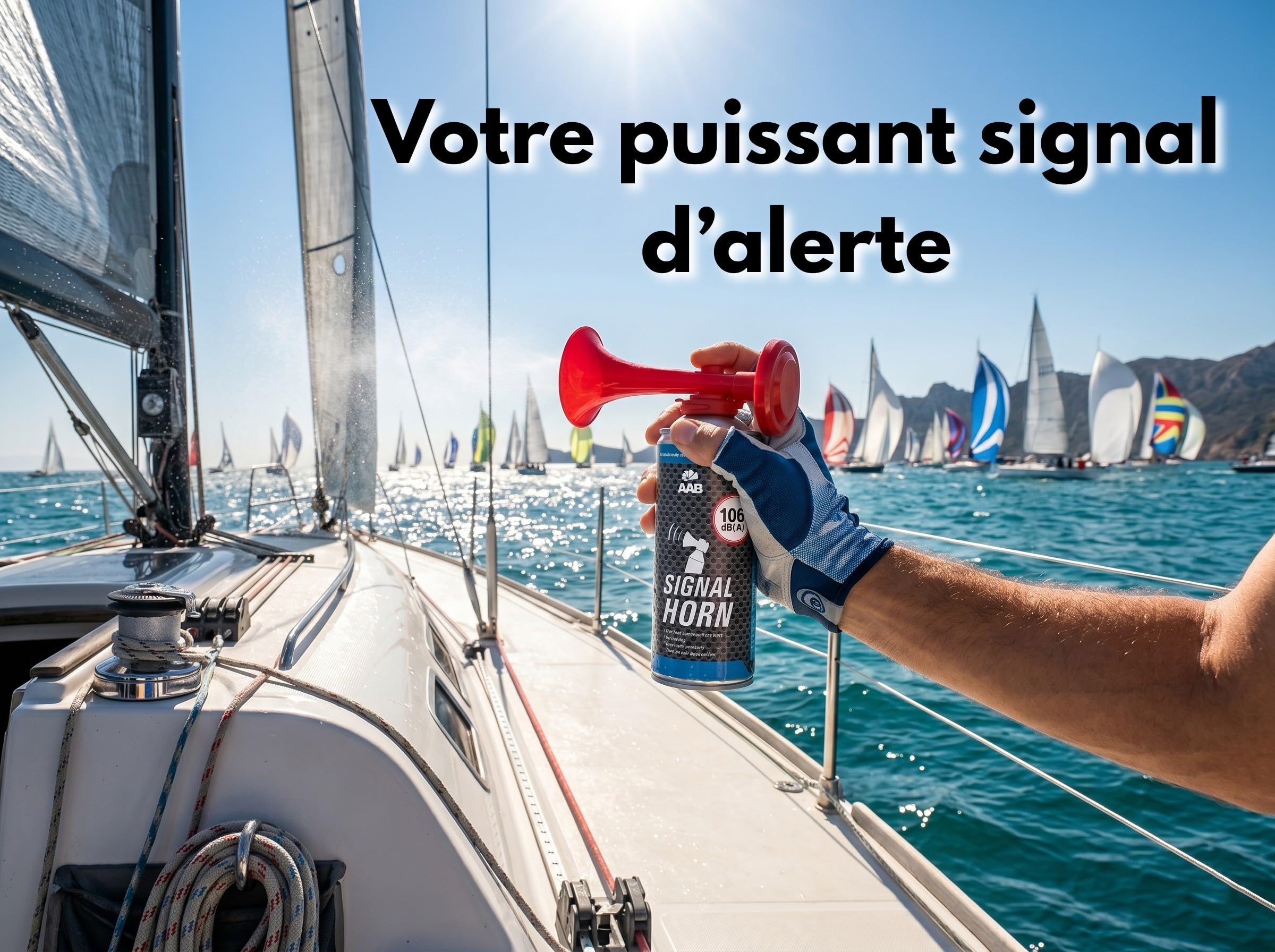 AABCOOLING 6X Signal Horn 106 DB(A) Ininflammable - Jusqu'à 120 Signaux, pour Euro 2024 Football Championnat, pour événements Sportifs, Klaxon a Air Comprimé, Klaxon Supporter, Corne de Supporter